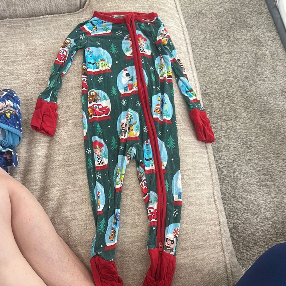 Little Sleepies Green and Red Holiday Footies